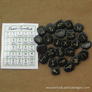 Black obsidian Rune stones set